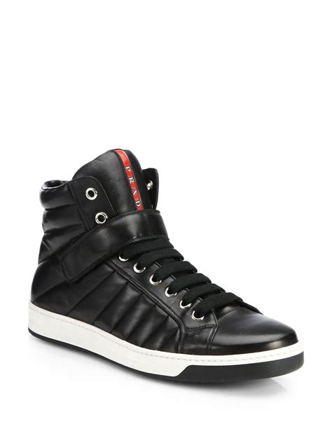 prada padded sneakers|prada designer high top sneakers.